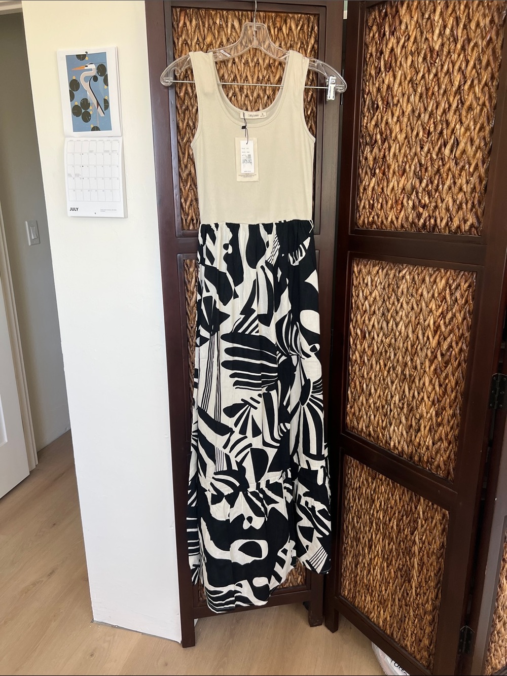 NWT Salty Lemon size S Tank Bodice Black & Cream Maxi Dress
